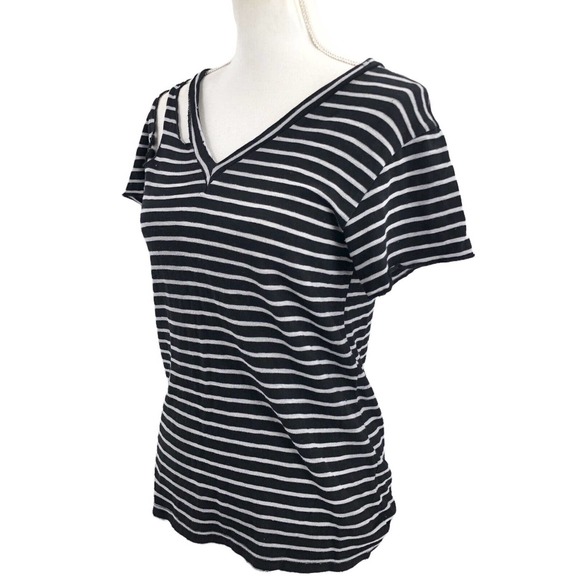 LNA Clothing Women’s Black & White Striped Cut-Out Shoulder Tee Shirt Size XS - Picture 4 of 8